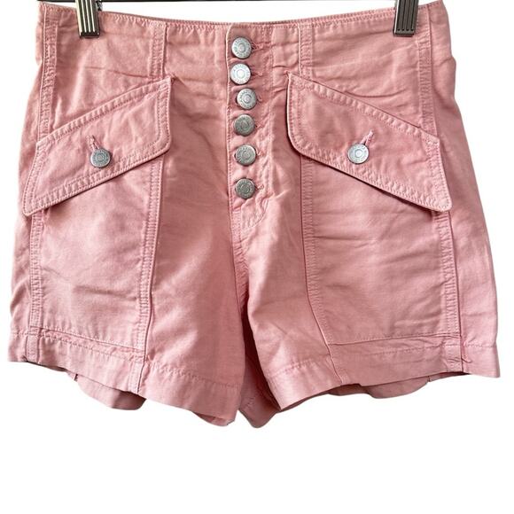 Veronica Beard Robbie Button-Front Canvas Cotton Rosewood Pink Shorts Size 24 - Picture 4 of 8